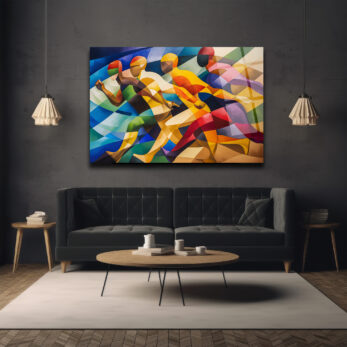 Dinamik Koşucular Modern Sanat Cam Tablo - Glazella