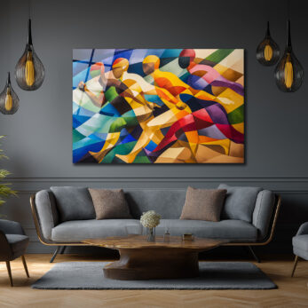 Dinamik Koşucular Modern Sanat Cam Tablo - Glazella