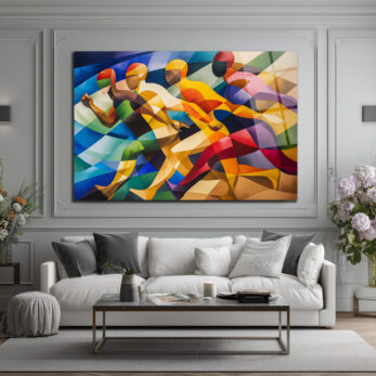 Dinamik Koşucular Modern Sanat Cam Tablo - Glazella