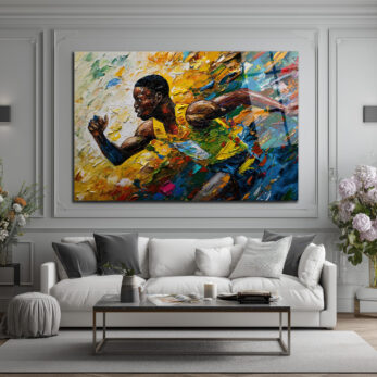 Dinamik Atlet Hareketi Soyut Sanat Cam Tablo - Glazella Dinamik Atlet Hareketi Soyut Sanat Cam Tablo - Glazella