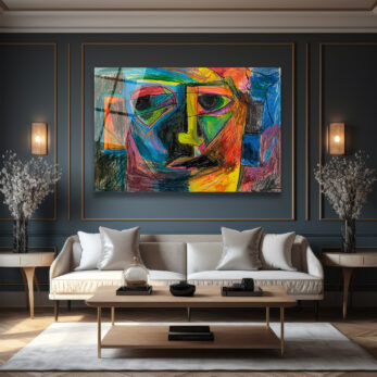 Soyut Yüzler Cam Tablo: Canlı Renklerle Modern Sanat Esintisi - Glazella Soyut Yüzler Cam Tablo: Canlı Renklerle Modern Sanat Esintisi - Glazella