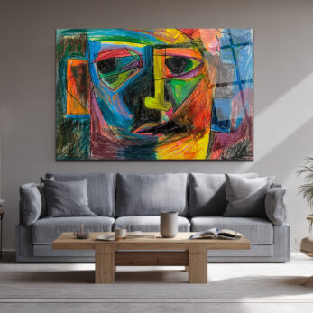 Soyut Yüzler Cam Tablo: Canlı Renklerle Modern Sanat Esintisi - Glazella Soyut Yüzler Cam Tablo: Canlı Renklerle Modern Sanat Esintisi - Glazella