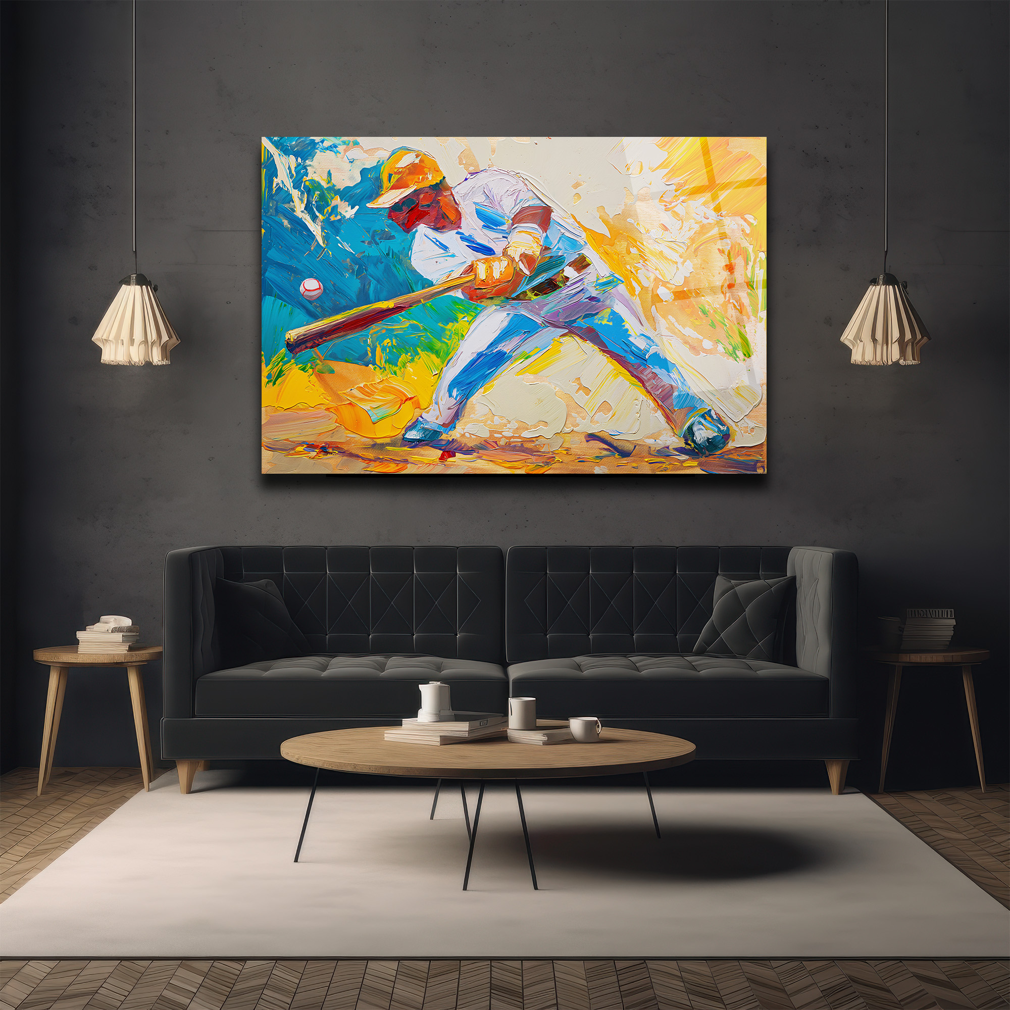 Dinamik Beyzbol Oyuncusu Modern Cam Tablo - Enerji ve Sanatın Buluşması - Glazella Dinamik Beyzbol Oyuncusu Modern Cam Tablo - Enerji ve Sanatın Buluşması - Glazella