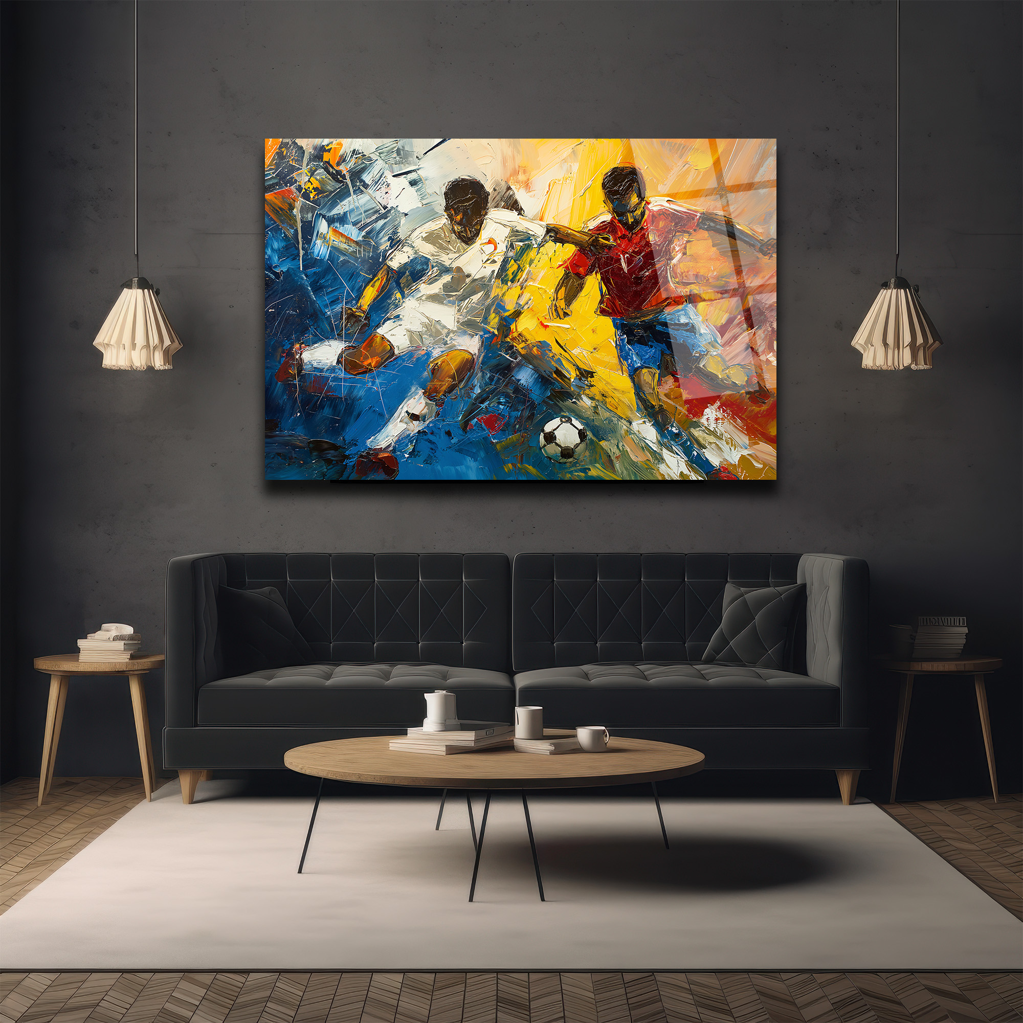 Futbolun Tutkusu: Dinamik Sanat Cam Tablo - Glazella Futbolun Tutkusu: Dinamik Sanat Cam Tablo - Glazella