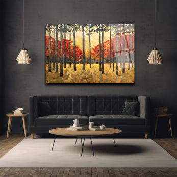 Sonbahar Ormanı Manzaralı Modern Cam Tablo - Glazella Sonbahar Ormanı Manzaralı Modern Cam Tablo - Glazella
