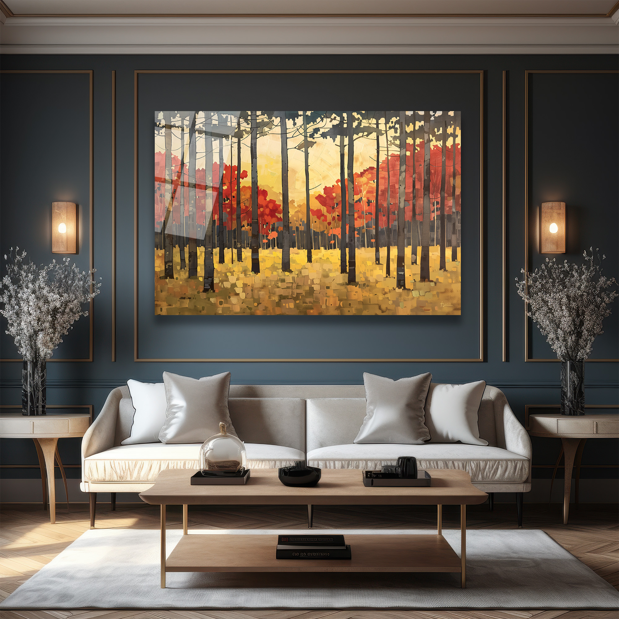 Sonbahar Ormanı Manzaralı Modern Cam Tablo - Glazella Sonbahar Ormanı Manzaralı Modern Cam Tablo - Glazella