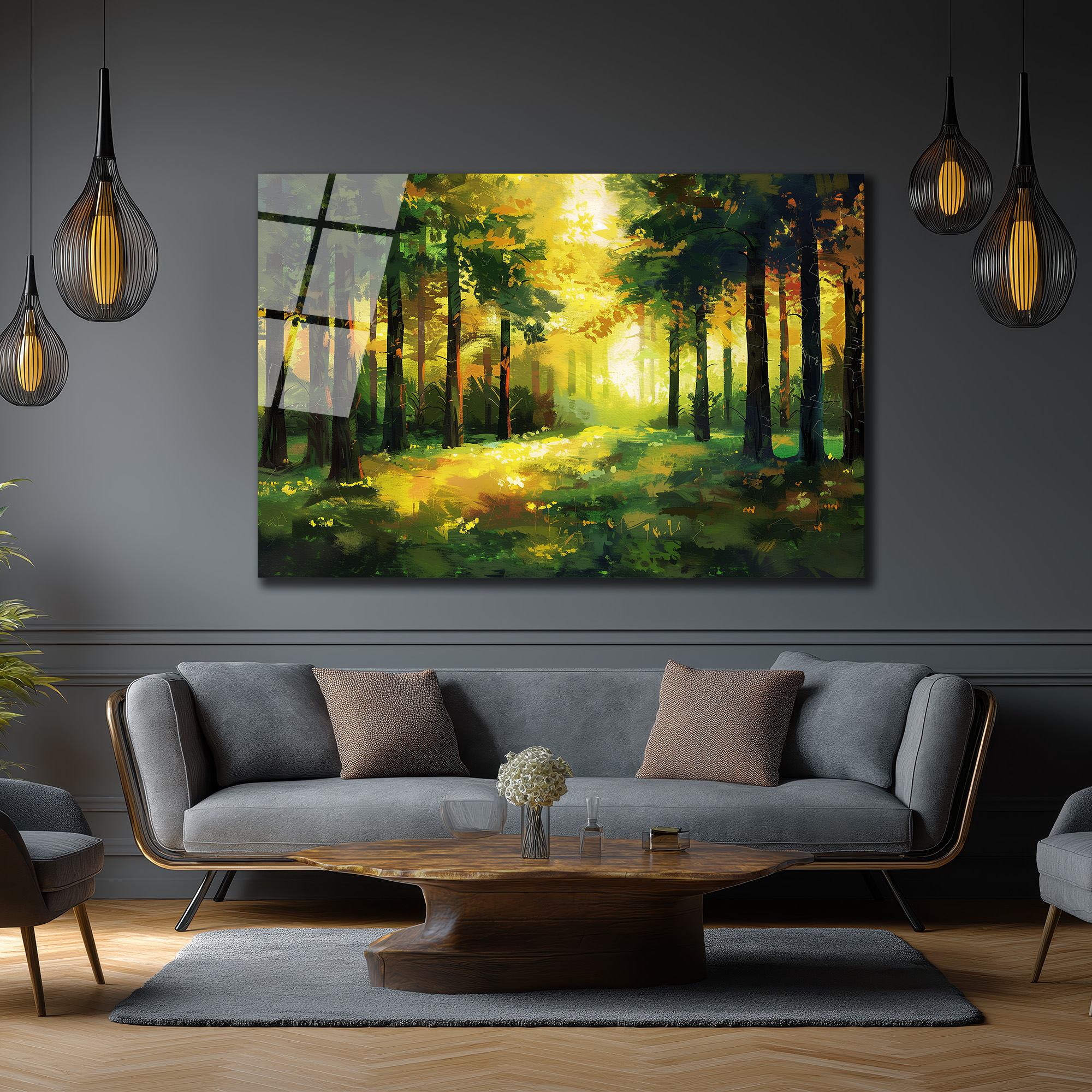 Güneş Işığı Orman Yolu Cam Tablo - Glazella Güneş Işığı Orman Yolu Cam Tablo - Glazella