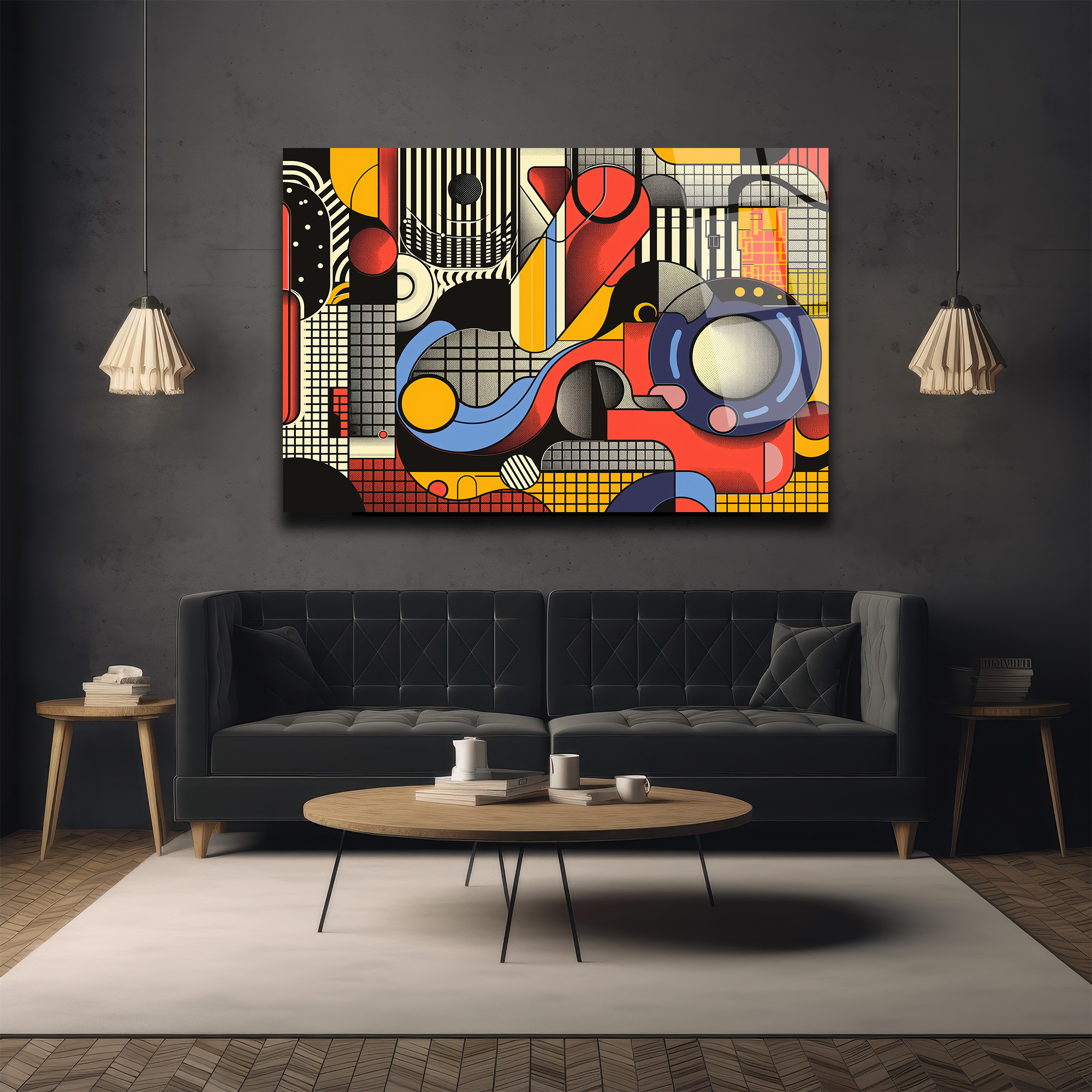 Dinamik Ritimler Soyut Sanat Cam Tablo - Glazella Dinamik Ritimler Soyut Sanat Cam Tablo - Glazella