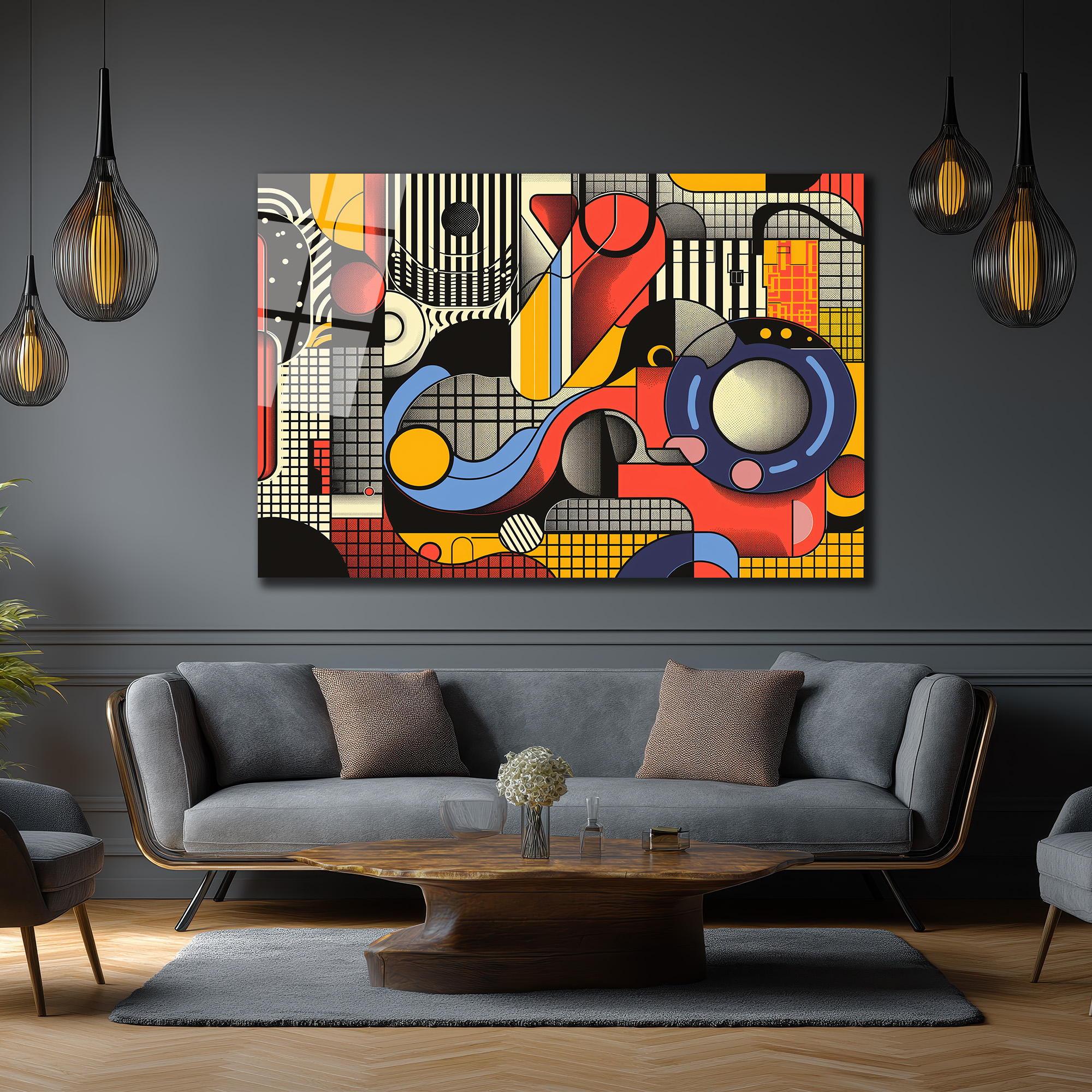Dinamik Ritimler Soyut Sanat Cam Tablo - Glazella Dinamik Ritimler Soyut Sanat Cam Tablo - Glazella