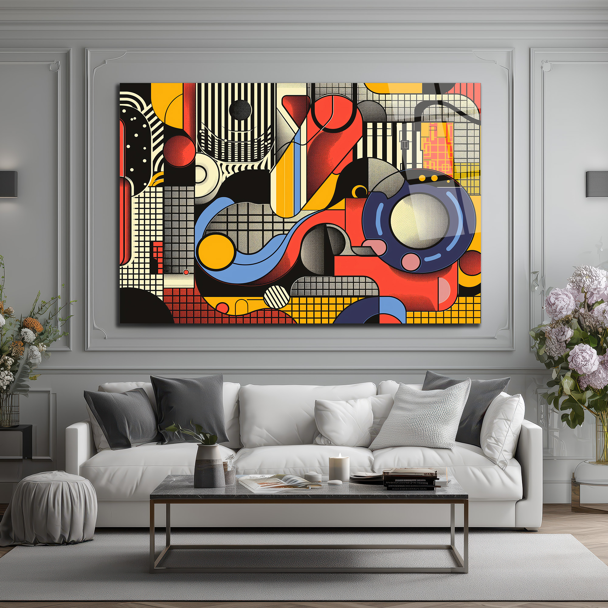 Dinamik Ritimler Soyut Sanat Cam Tablo - Glazella Dinamik Ritimler Soyut Sanat Cam Tablo - Glazella