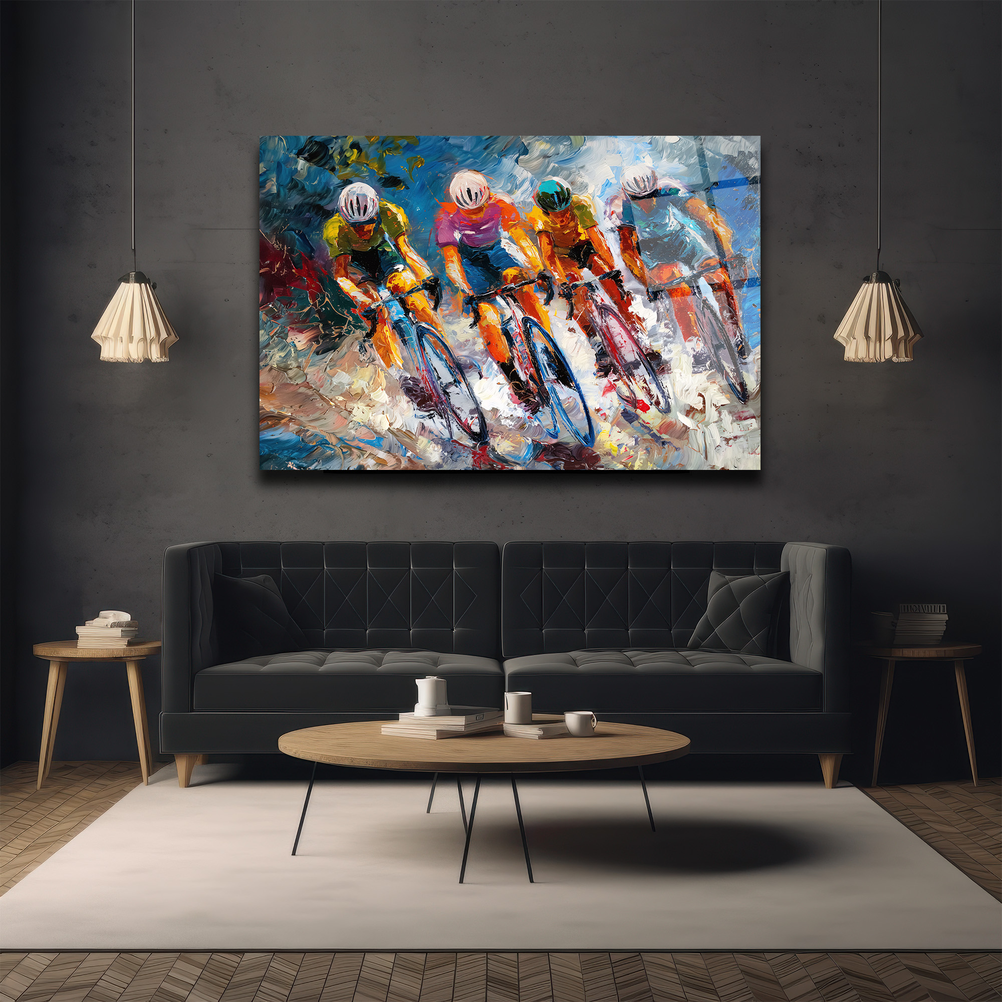 Enerjik Bisiklet Yarışı Modern Cam Tablo - Glazella Enerjik Bisiklet Yarışı Modern Cam Tablo - Glazella