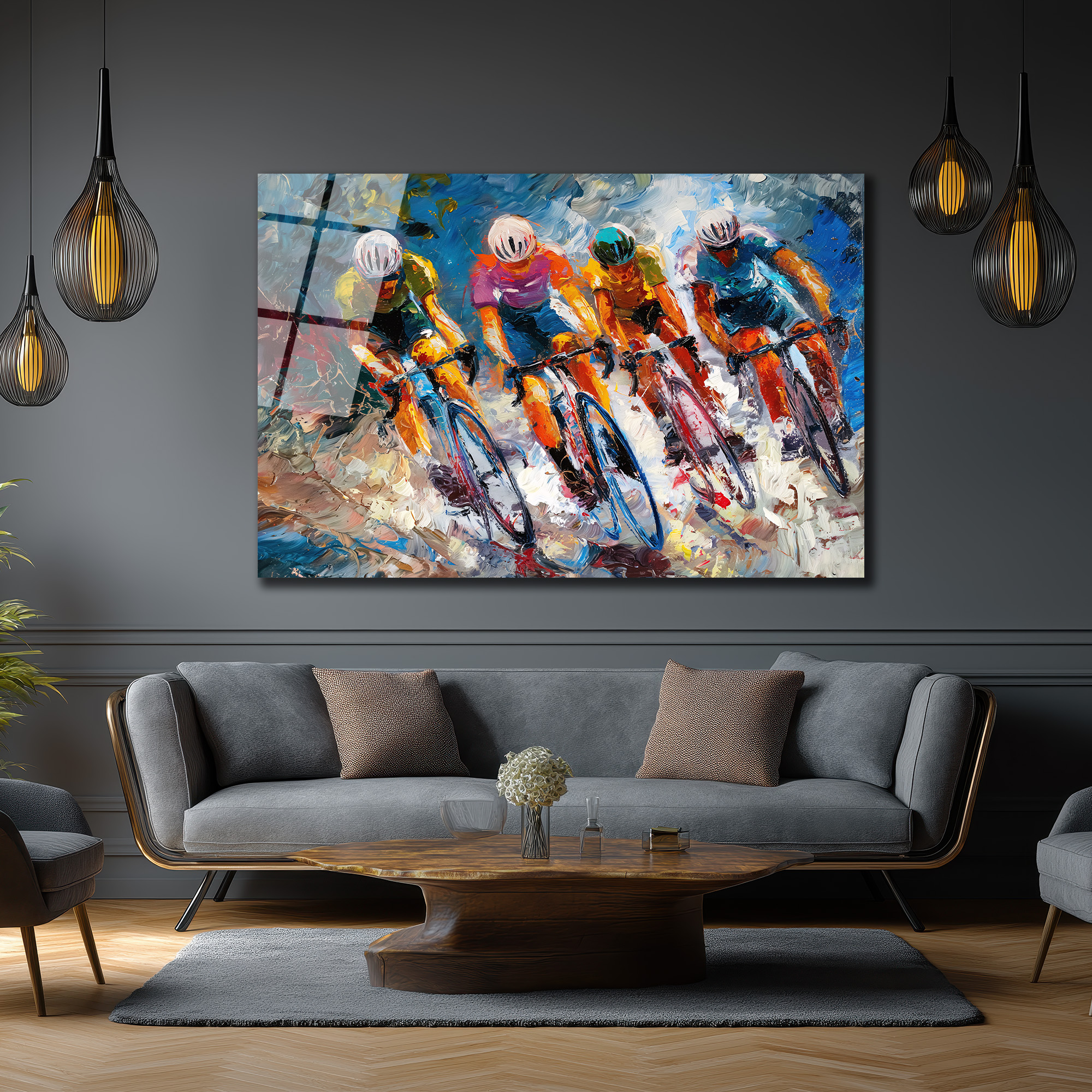 Enerjik Bisiklet Yarışı Modern Cam Tablo - Glazella Enerjik Bisiklet Yarışı Modern Cam Tablo - Glazella