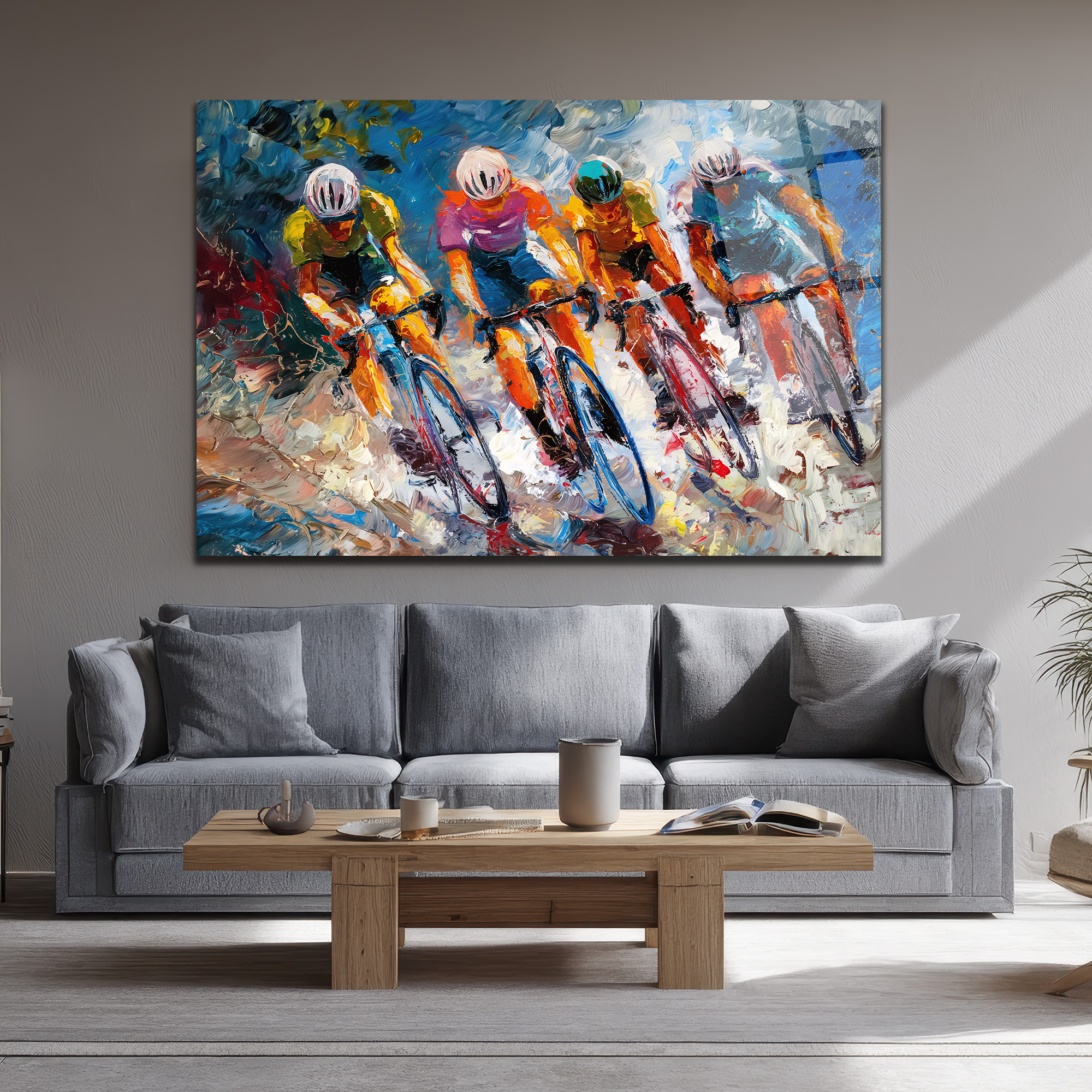 Enerjik Bisiklet Yarışı Modern Cam Tablo - Glazella Enerjik Bisiklet Yarışı Modern Cam Tablo - Glazella