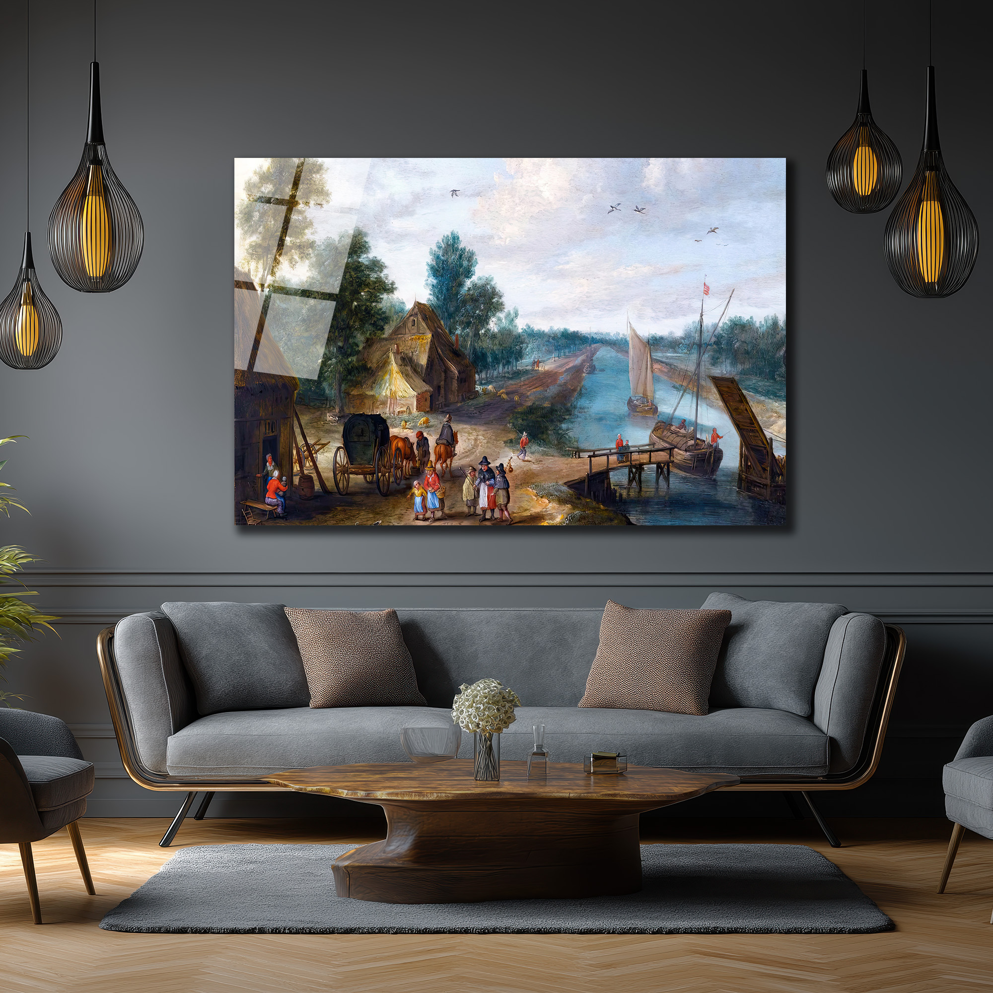 Hollanda Kanal Manzarası Sanatsal Cam Tablo - Glazella Hollanda Kanal Manzarası Sanatsal Cam Tablo - Glazella
