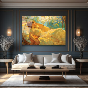 Altın Işıltılı Rüya Art Nouveau Cam Tablo - Glazella Altın Işıltılı Rüya Art Nouveau Cam Tablo - Glazella