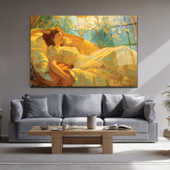 Altın Işıltılı Rüya Art Nouveau Cam Tablo - Glazella Altın Işıltılı Rüya Art Nouveau Cam Tablo - Glazella