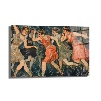 Caz Çağı Flapper Dansçıları Cam Tablo - Vintage Zarafet - Glazella