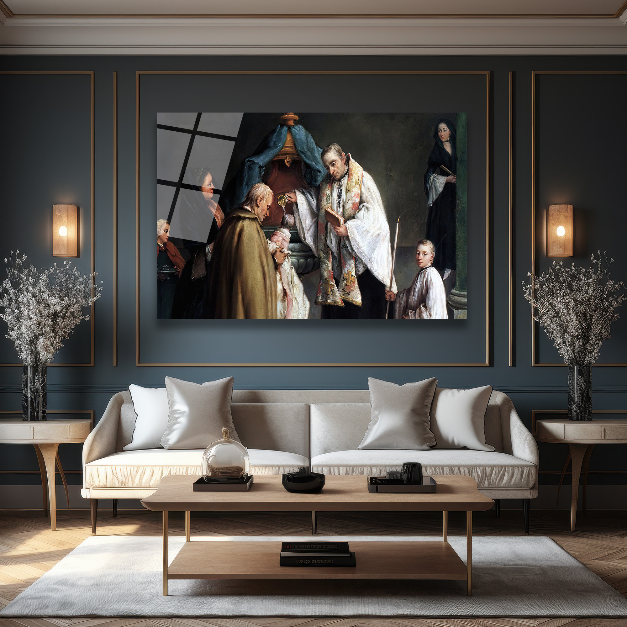 Barok Dönem Vaftiz Töreni Sanat Eseri Cam Tablo - Glazella Barok Dönem Vaftiz Töreni Sanat Eseri Cam Tablo - Glazella