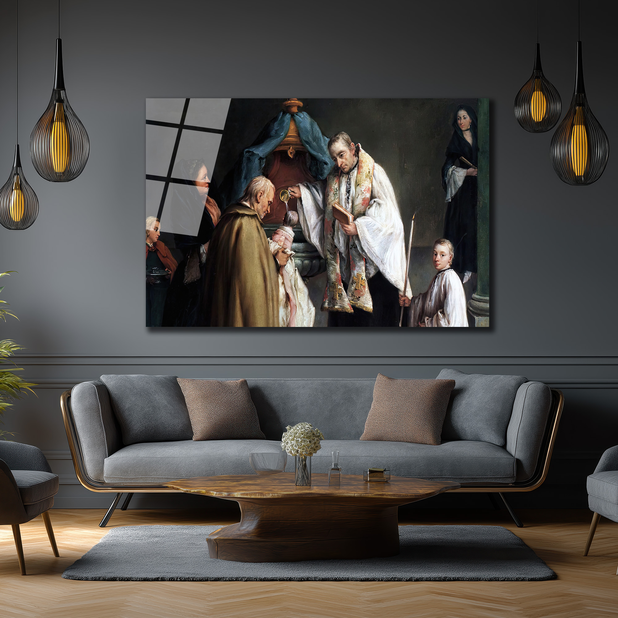 Barok Dönem Vaftiz Töreni Sanat Eseri Cam Tablo - Glazella Barok Dönem Vaftiz Töreni Sanat Eseri Cam Tablo - Glazella