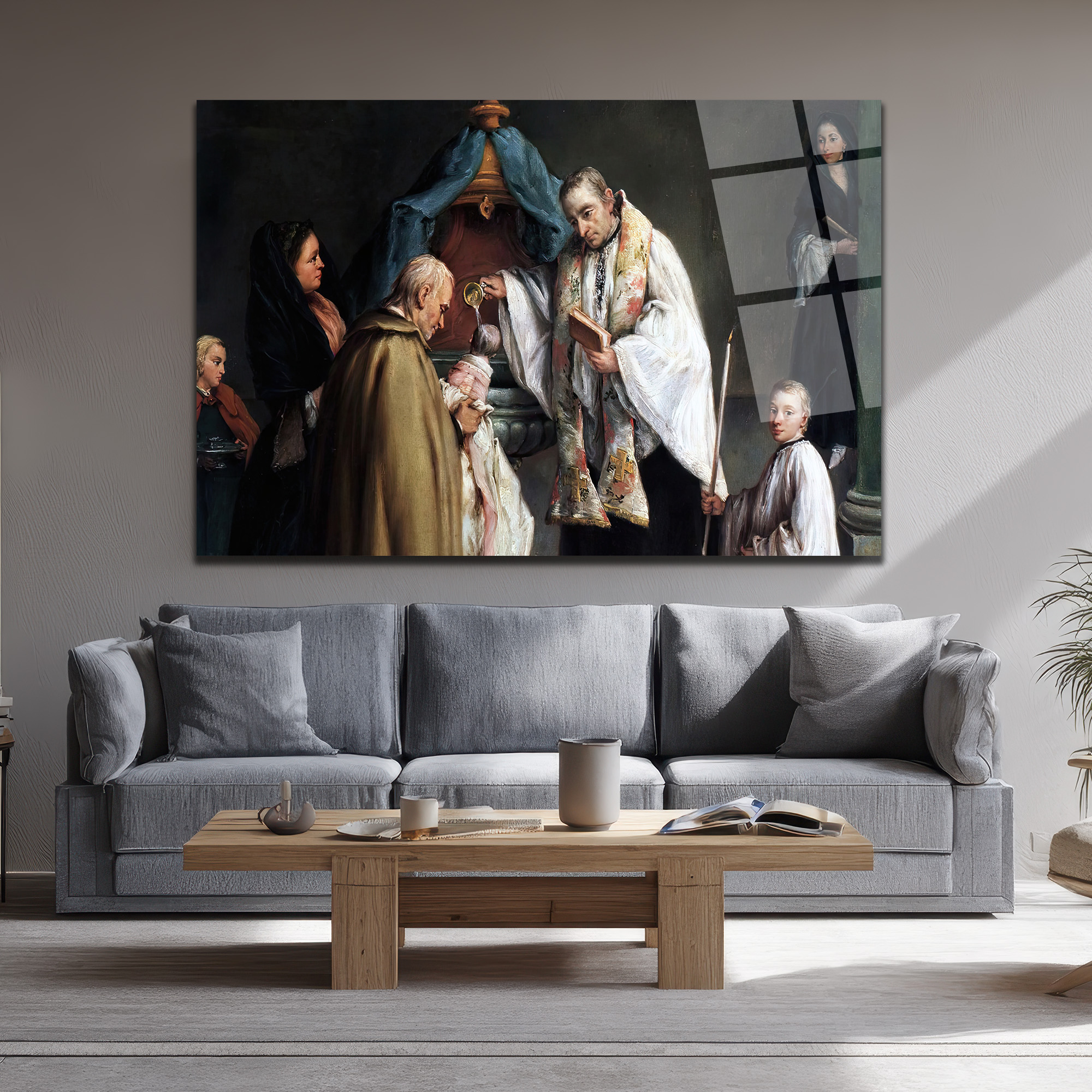 Barok Dönem Vaftiz Töreni Sanat Eseri Cam Tablo - Glazella Barok Dönem Vaftiz Töreni Sanat Eseri Cam Tablo - Glazella