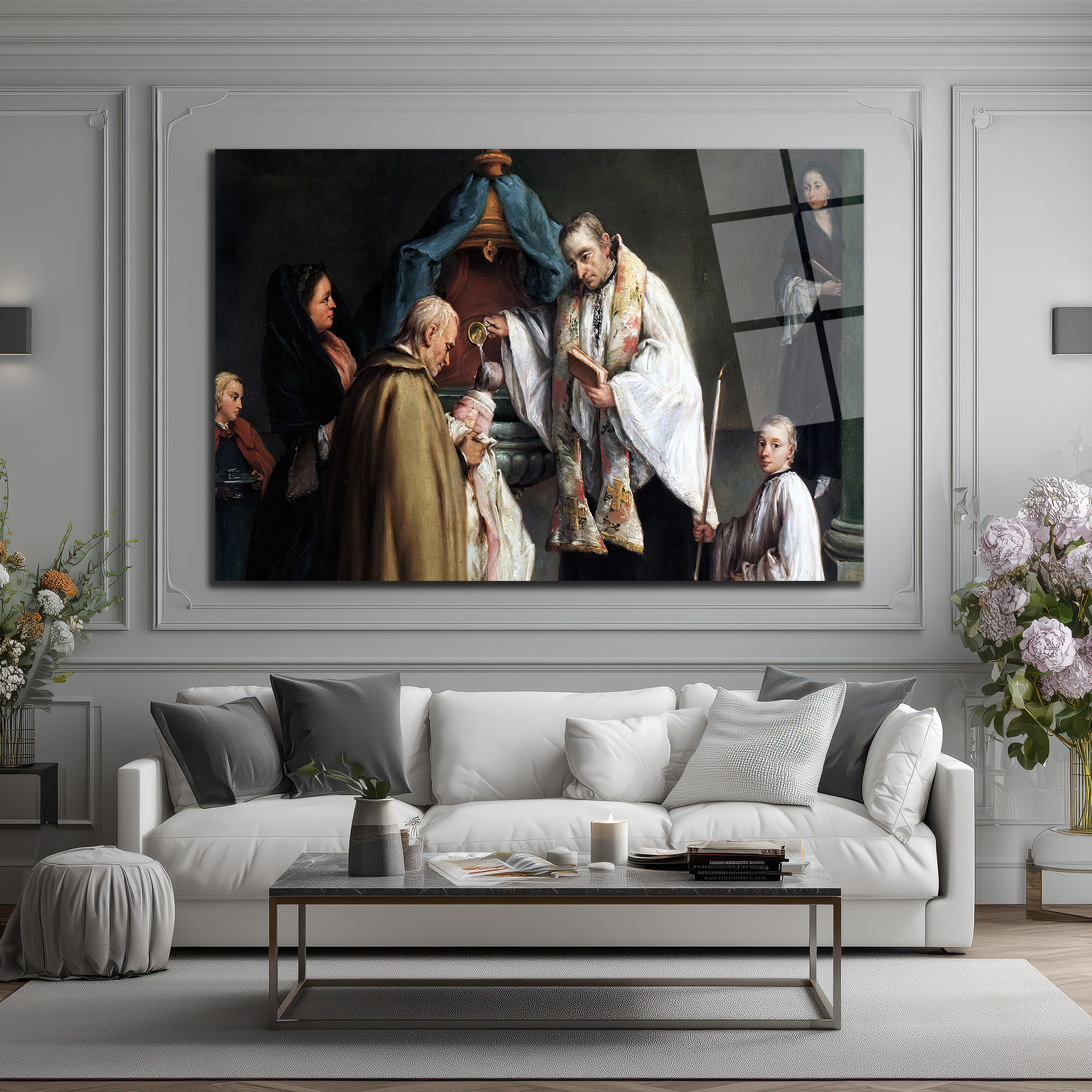 Barok Dönem Vaftiz Töreni Sanat Eseri Cam Tablo - Glazella Barok Dönem Vaftiz Töreni Sanat Eseri Cam Tablo - Glazella