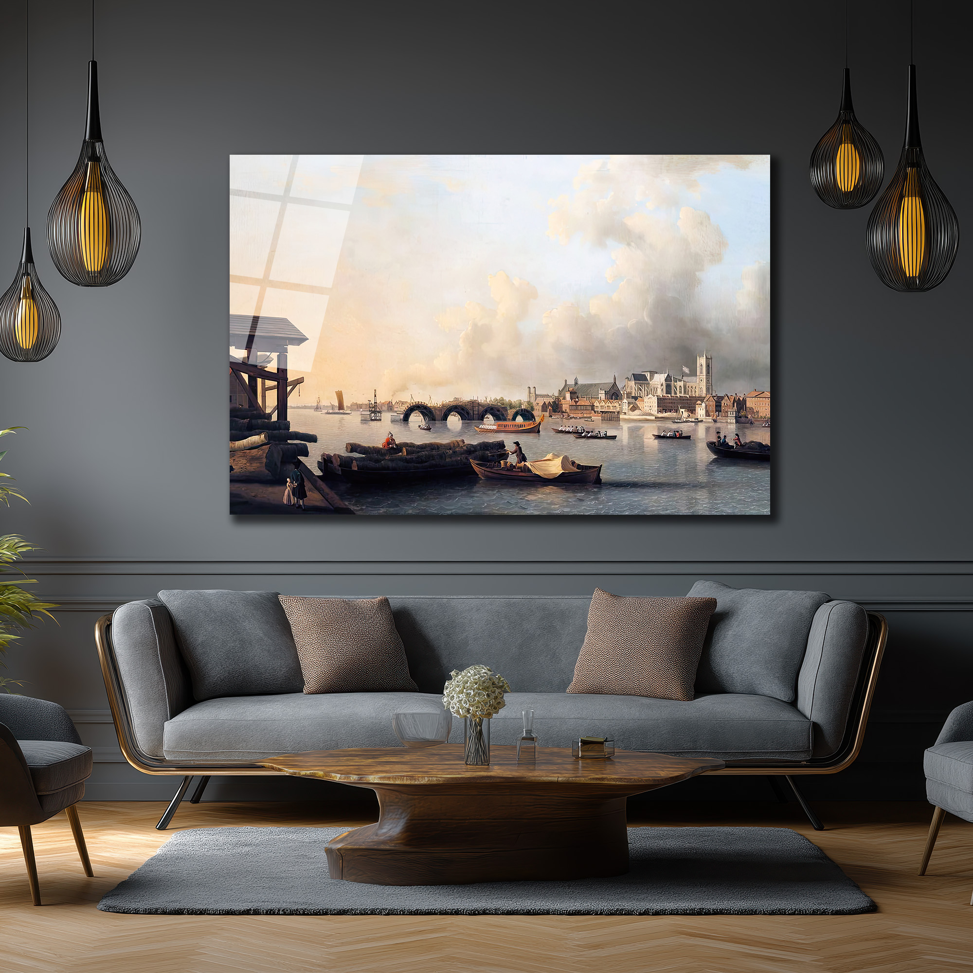 Thames Nehri'nde Tarihi Bir Yolculuk Cam Tablo - Glazella Thames Nehri'nde Tarihi Bir Yolculuk Cam Tablo - Glazella