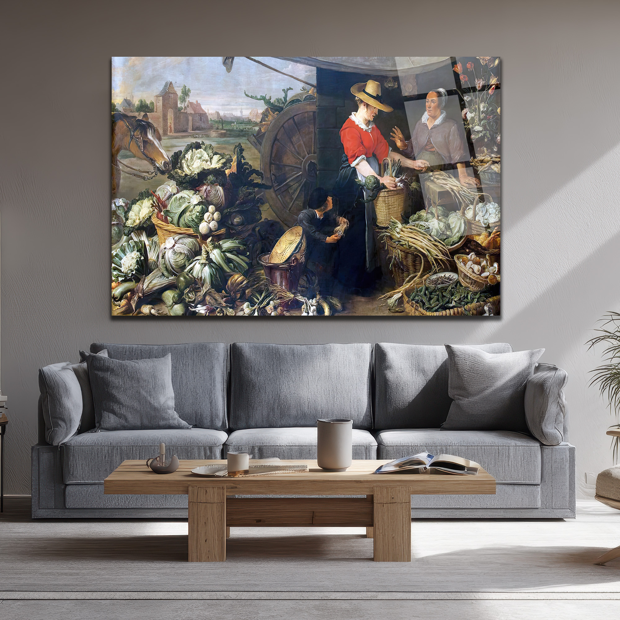 Çarşı Pazar Bereketli Sebze Meyve Temalı Sanatsal Cam Tablo - Glazella Çarşı Pazar Bereketli Sebze Meyve Temalı Sanatsal Cam Tablo - Glazella