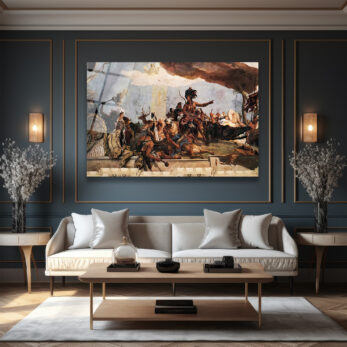 Tiepolo'nun Amerika Alegorisi Temalı Görkemli Cam Tablo - Glazella Tiepolo'nun Amerika Alegorisi Temalı Görkemli Cam Tablo - Glazella