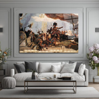 Tiepolo'nun Amerika Alegorisi Temalı Görkemli Cam Tablo - Glazella Tiepolo'nun Amerika Alegorisi Temalı Görkemli Cam Tablo - Glazella