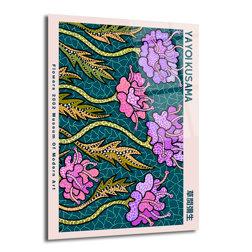 Yayoi Kusama Esintili Soyut Çiçekler Cam Tablo - Glazella Yayoi Kusama Esintili Soyut Çiçekler Cam Tablo - Glazella