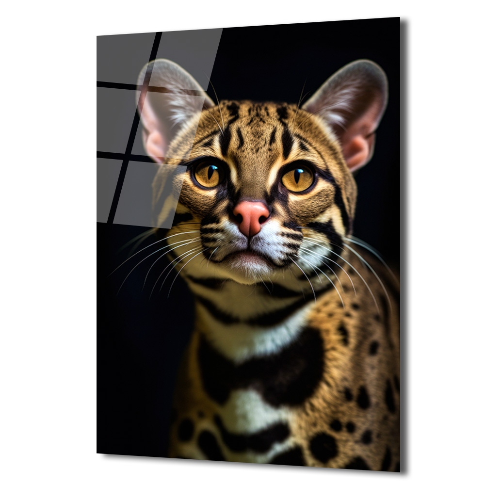 Gizemli Ocelot Portresi Cam Tablo - Glazella Gizemli Ocelot Portresi Cam Tablo - Glazella