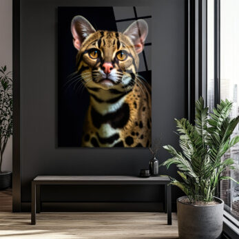 Gizemli Ocelot Portresi Cam Tablo - Glazella Gizemli Ocelot Portresi Cam Tablo - Glazella