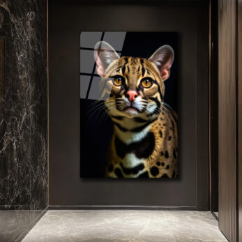 Gizemli Ocelot Portresi Cam Tablo - Glazella Gizemli Ocelot Portresi Cam Tablo - Glazella