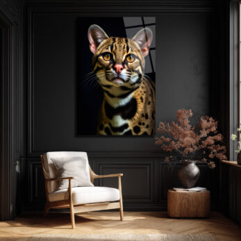 Gizemli Ocelot Portresi Cam Tablo - Glazella Gizemli Ocelot Portresi Cam Tablo - Glazella