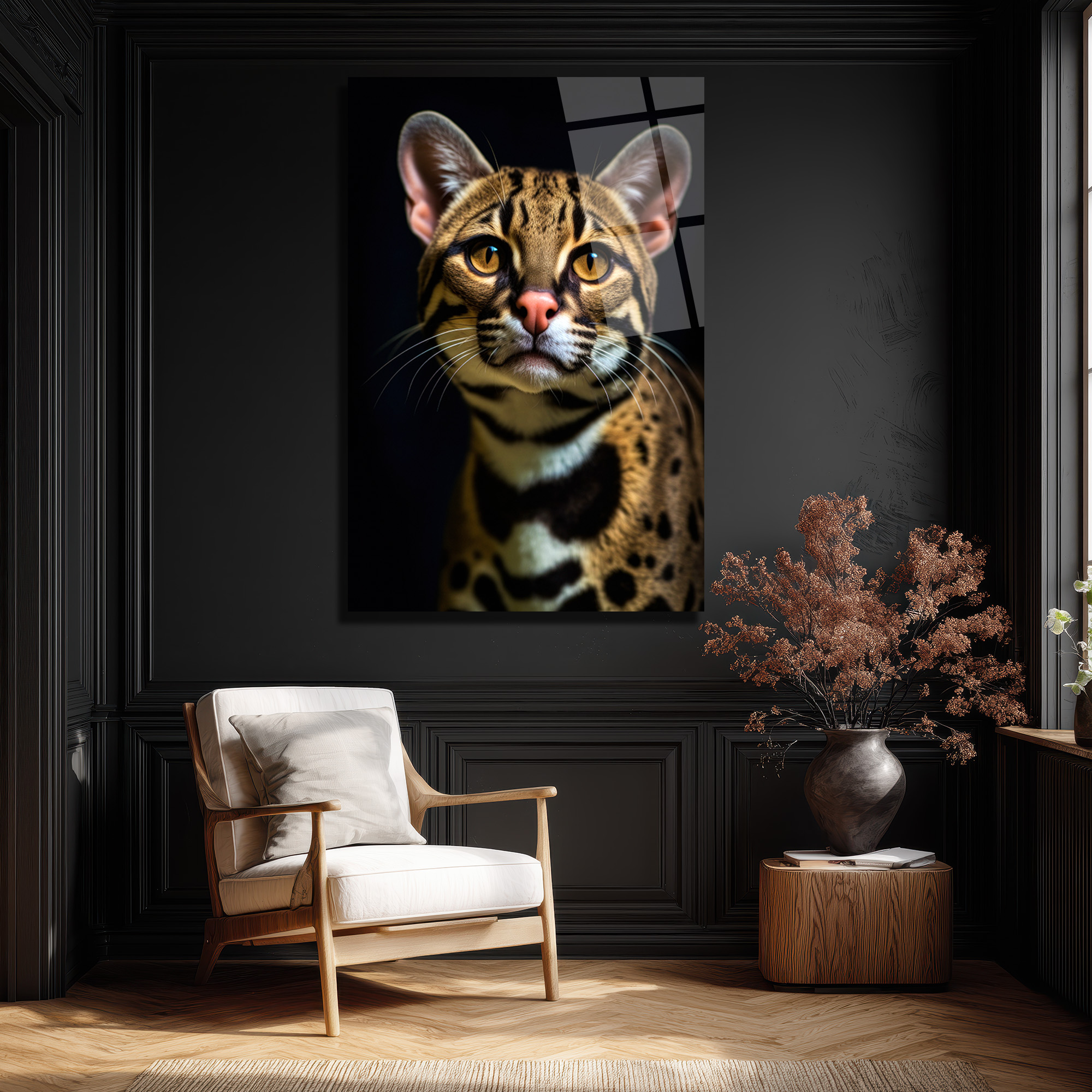 Gizemli Ocelot Portresi Cam Tablo - Glazella Gizemli Ocelot Portresi Cam Tablo - Glazella