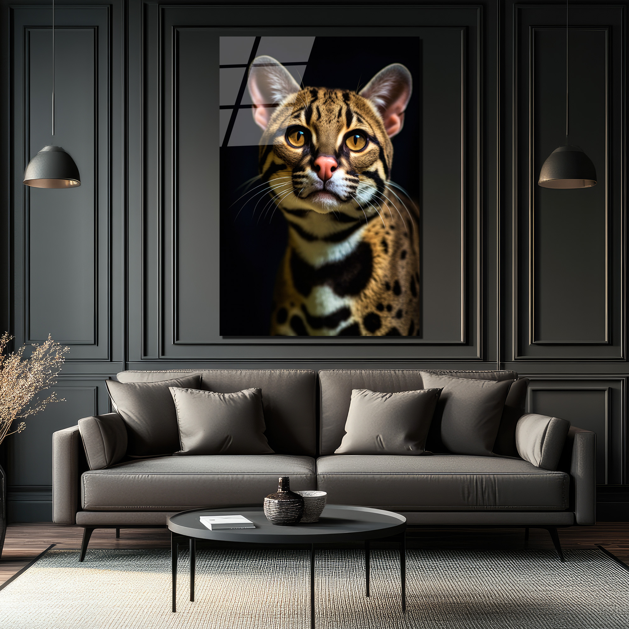 Gizemli Ocelot Portresi Cam Tablo - Glazella Gizemli Ocelot Portresi Cam Tablo - Glazella