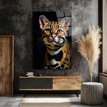 Gizemli Ocelot Portresi Cam Tablo - Glazella Gizemli Ocelot Portresi Cam Tablo - Glazella