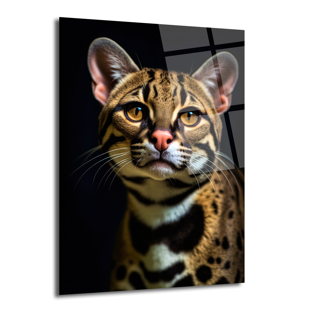 Gizemli Ocelot Portresi Cam Tablo - Glazella Gizemli Ocelot Portresi Cam Tablo - Glazella