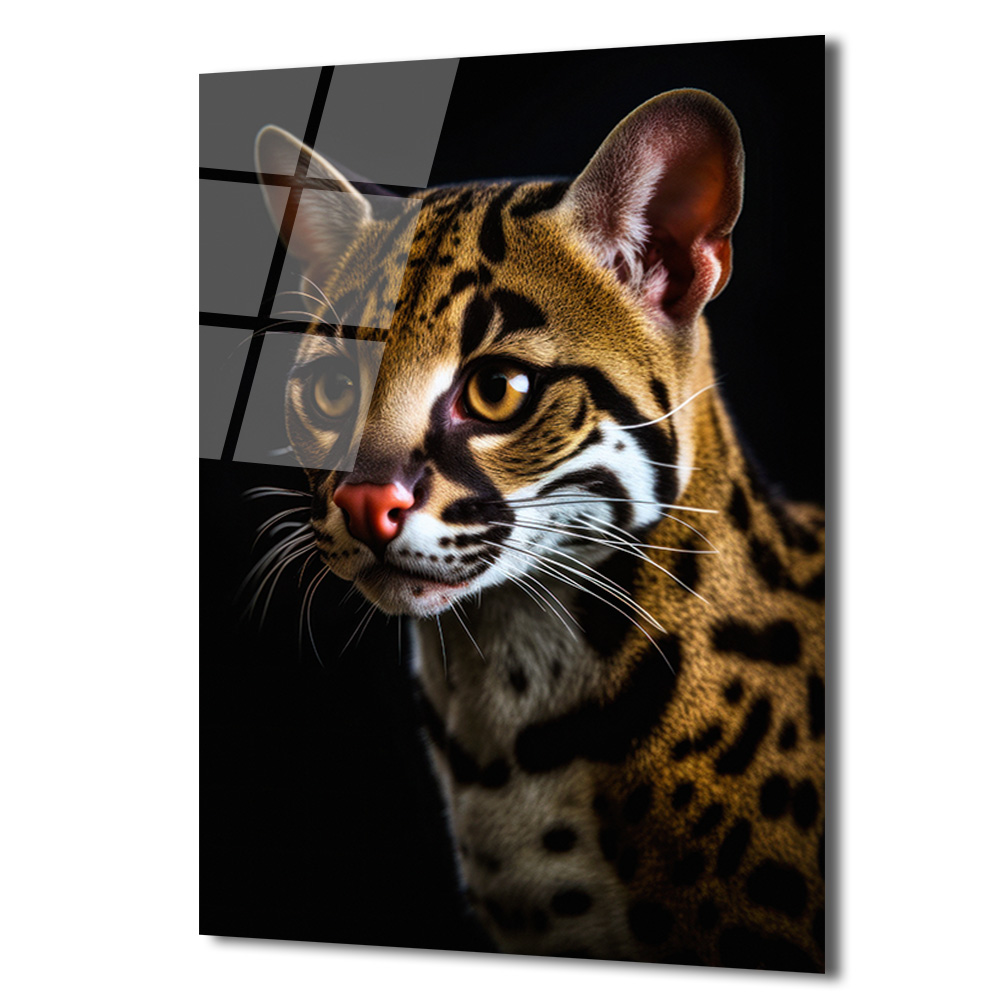 Vahşi Zarafet: Ocelot Portresi Temperli Cam Tablo - Glazella Vahşi Zarafet: Ocelot Portresi Temperli Cam Tablo - Glazella