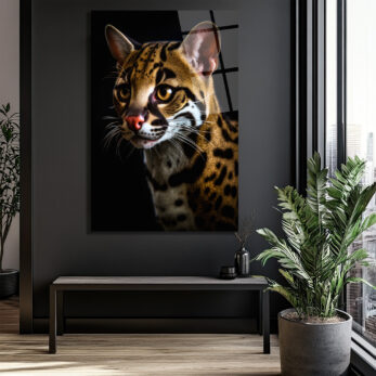 Vahşi Zarafet: Ocelot Portresi Temperli Cam Tablo - Glazella Vahşi Zarafet: Ocelot Portresi Temperli Cam Tablo - Glazella