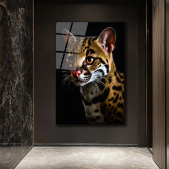 Vahşi Zarafet: Ocelot Portresi Temperli Cam Tablo - Glazella Vahşi Zarafet: Ocelot Portresi Temperli Cam Tablo - Glazella