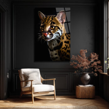 Vahşi Zarafet: Ocelot Portresi Temperli Cam Tablo - Glazella Vahşi Zarafet: Ocelot Portresi Temperli Cam Tablo - Glazella