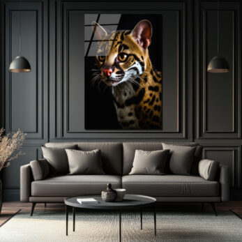 Vahşi Zarafet: Ocelot Portresi Temperli Cam Tablo - Glazella Vahşi Zarafet: Ocelot Portresi Temperli Cam Tablo - Glazella