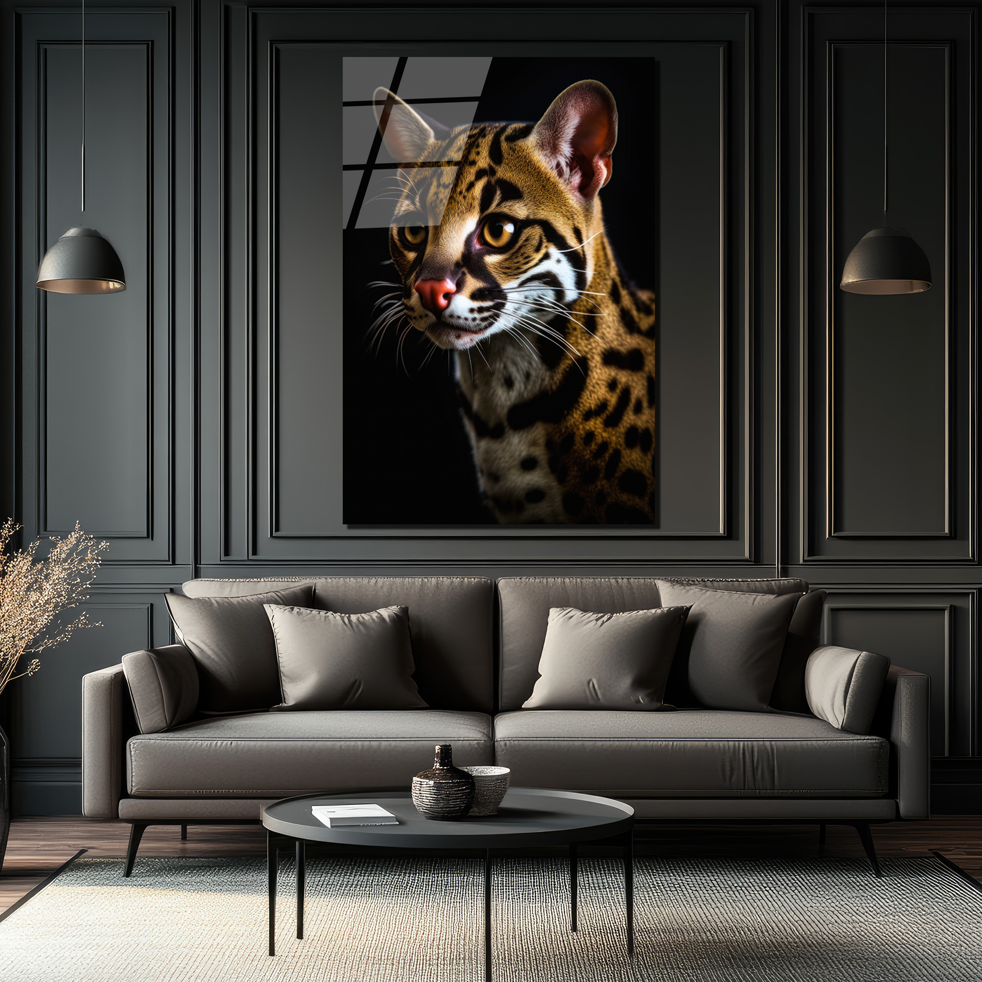 Vahşi Zarafet: Ocelot Portresi Temperli Cam Tablo - Glazella Vahşi Zarafet: Ocelot Portresi Temperli Cam Tablo - Glazella