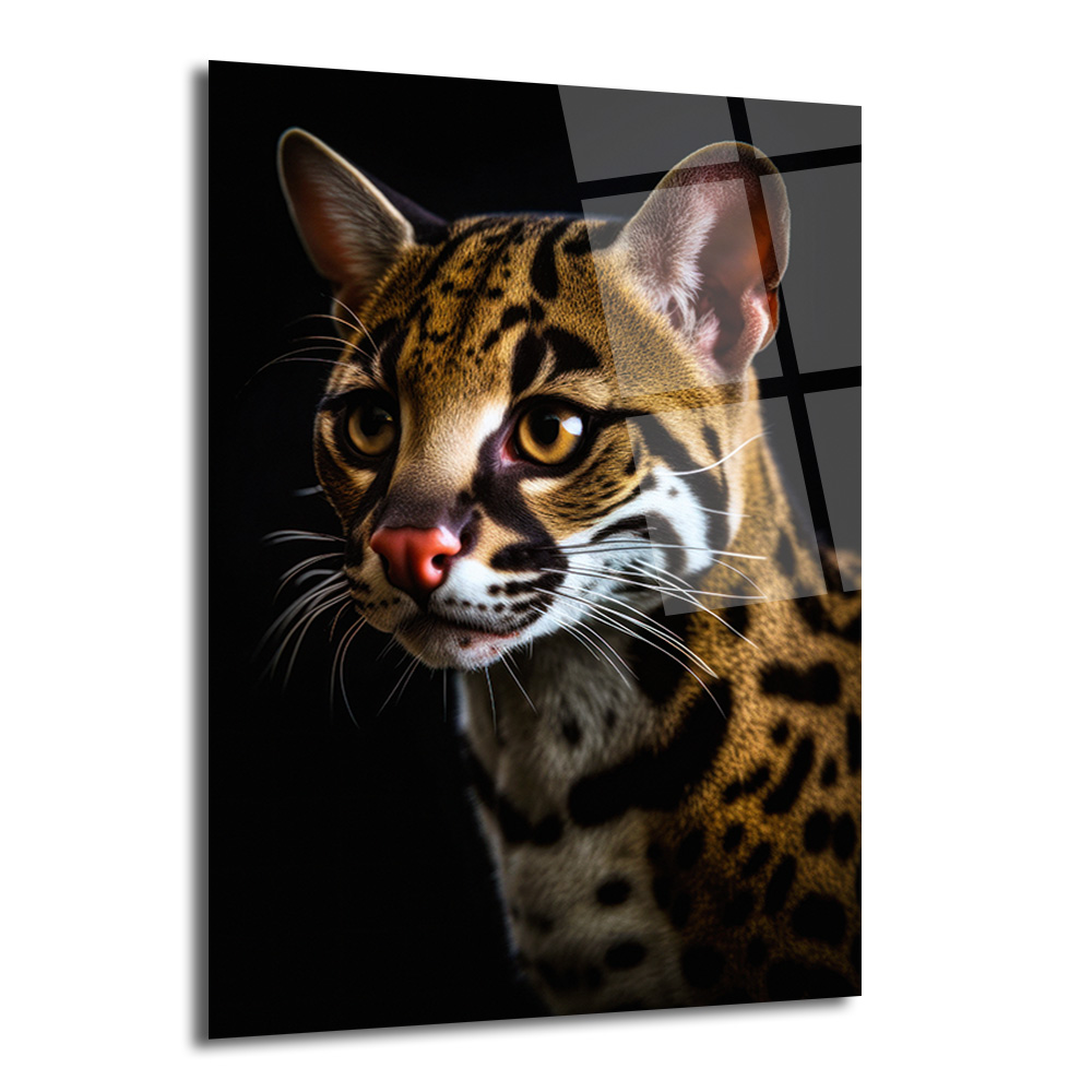 Vahşi Zarafet: Ocelot Portresi Temperli Cam Tablo - Glazella Vahşi Zarafet: Ocelot Portresi Temperli Cam Tablo - Glazella