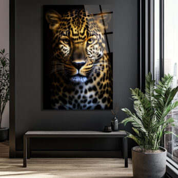 Vahşi Asalet: Leopar Portresi Cam Tablo - Glazella