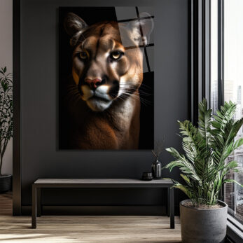 Vahşi Bakış: Puma Portresi Modern Cam Tablo - Glazella Vahşi Bakış: Puma Portresi Modern Cam Tablo - Glazella