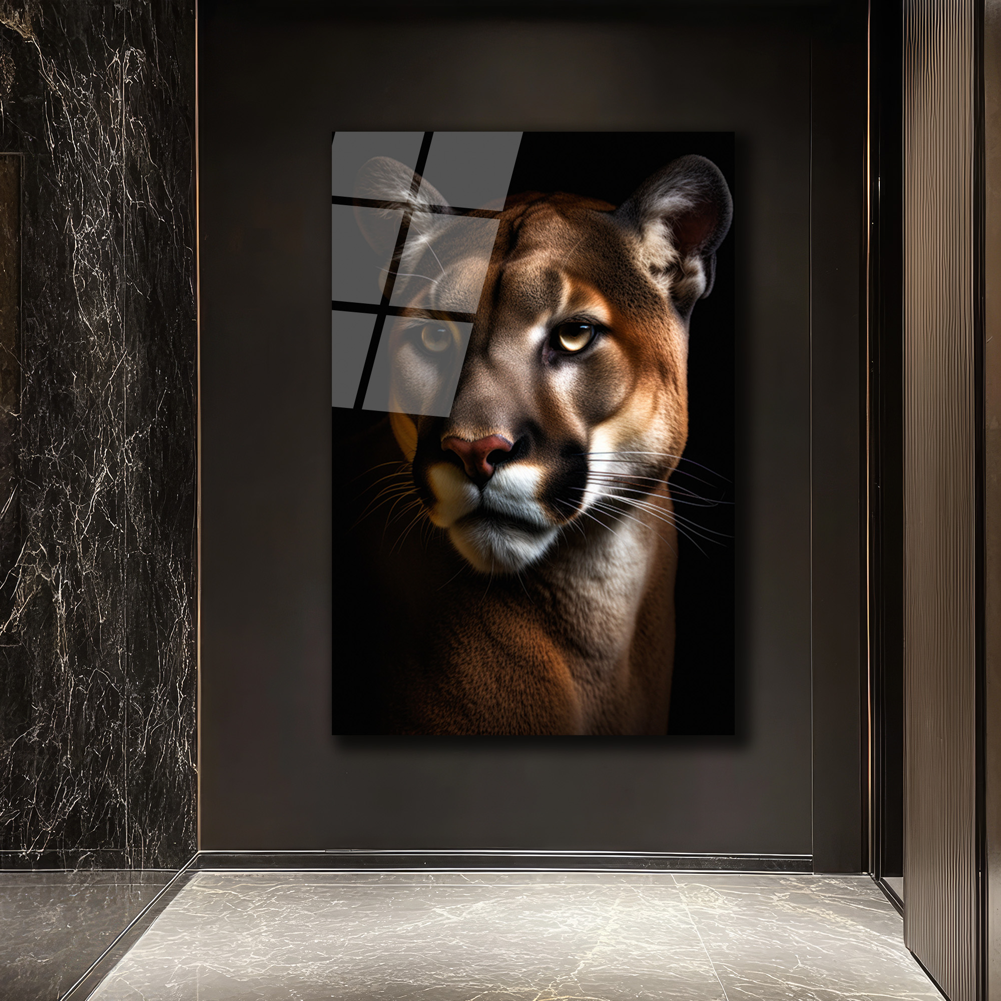 Vahşi Bakış: Puma Portresi Modern Cam Tablo - Glazella Vahşi Bakış: Puma Portresi Modern Cam Tablo - Glazella
