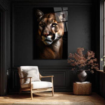 Vahşi Bakış: Puma Portresi Modern Cam Tablo - Glazella Vahşi Bakış: Puma Portresi Modern Cam Tablo - Glazella