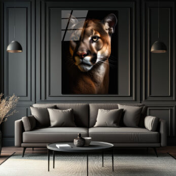 Vahşi Bakış: Puma Portresi Modern Cam Tablo - Glazella Vahşi Bakış: Puma Portresi Modern Cam Tablo - Glazella